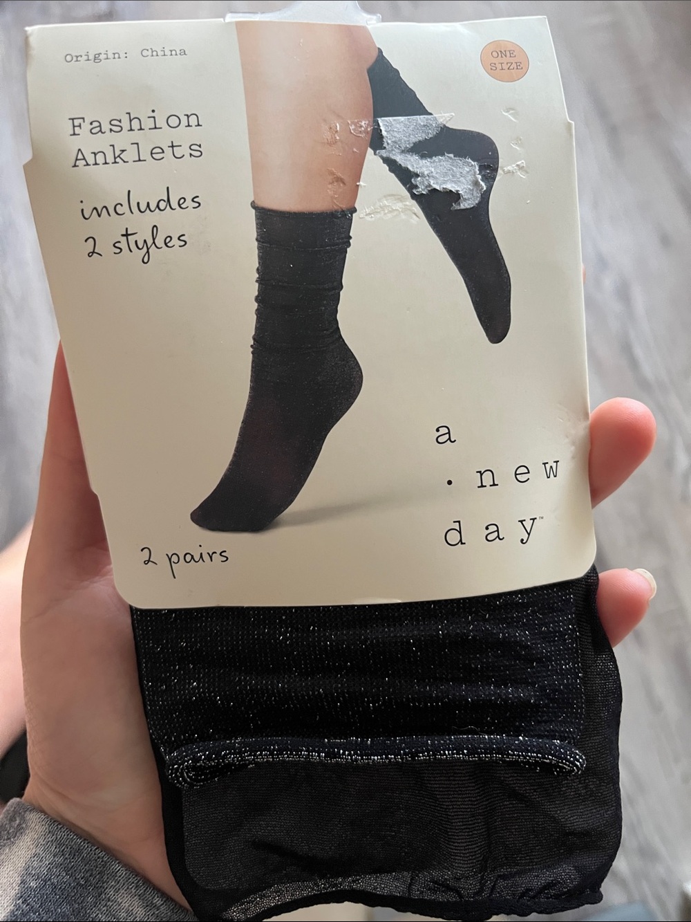 a new day Black Fashion Anklets with Subtle Shimmer - 2 Pairs